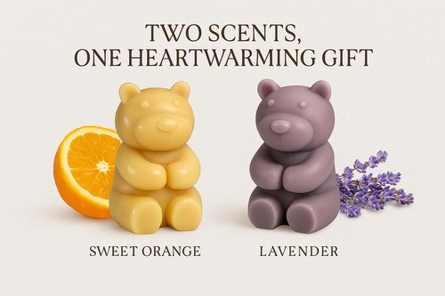 KAWASHIKI Bear Hugs Cold-Process Plant-Based with Essential Oils Handmade Soap | Gift Travel Decorative Guest Bathroom | Sweet Orange & Lavender | 100g (3.53OZ) (Lavender)