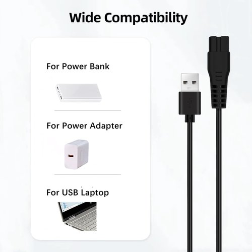Midnt Charger for Manspot Trimmer,Replacement Charger Cord Charging Cable Compatible with Manspot Groin Hair Trimmer with Cleaning Brush,5V 1A and 3.3FT Power Cord for Manspot.