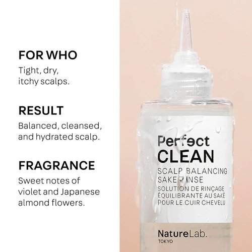 NatureLab.TOKYO Perfect Clean Clarifying Scalp Scrub 2-in-1 Shampoo and Scalp Scrub Hair Treatment (8.1 oz) & Perfect Clean Scalp Balancing Sake Rinse (7 oz)