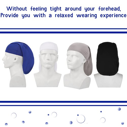 4 Pieces Unisex Dreadlock Cap Long Hair Dreads Head Wrap Sleeping Cap Hair Accessories Sleep Bonnet for Men Women(Black, White, Blue, Gray)