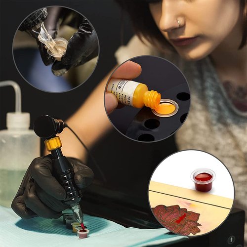 Yuelong 1000pcs Tattoo Ink Caps Large Disposable Pigment Caps Cups Plastic Microblading Permanent Makeup Ink Cups Holder Container Caps Tattoo Ink Supplies (Large-1000pcs, White)