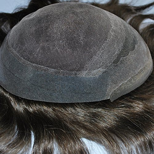 Dark Brown Mens Toupee Lace Front Hairpiece Invisible Hair System 100% Human Hair #3 Color