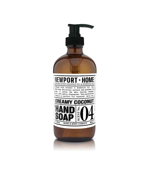 Newport + Home Hand Soap, Creamy Coconut 16 oz/473ml Infused w/Coconut Oil & Essential Oil by Home and Body Co