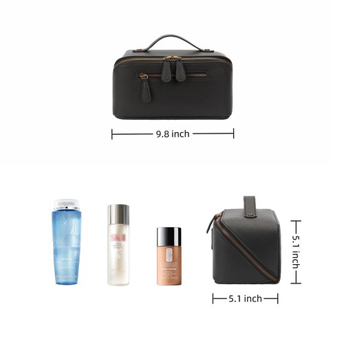 Divvia Travel Makeup Bag Large Capacity Cosmetic Bags for Women Waterproof Make up Organizer Toiletry Bag Open Flat Portable with Divider with Handle Pouch (Black, 3L)