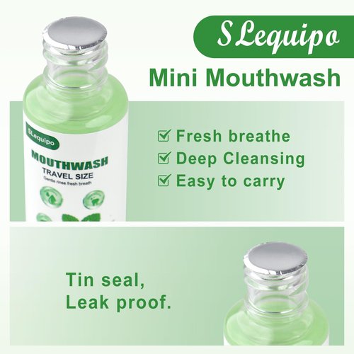 Travel Size Mouthwash Bulk Mini Fresh Mint Portable Mouthwash Individual Bottles 35ml/1.2fl oz for Travel Toiletry Kits (50)
