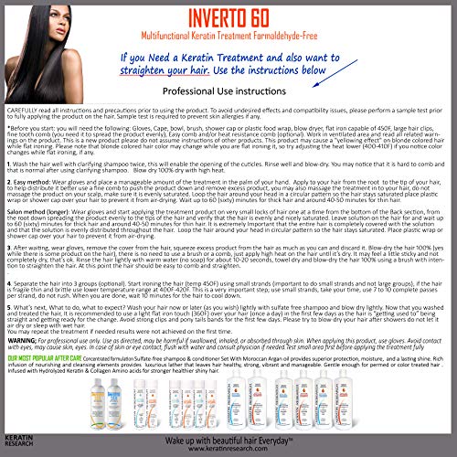 INVERTO 60 Advanced Gel Complex Brazilian Keratin Hair Blowout Treatment Formaldehyde Free Straightening Smoothing and Repairing Damaged Hair Keratin Research (Average Hair-120ml)