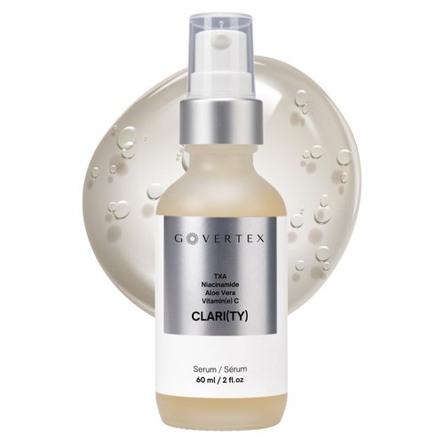 Govertex Clarity Vitamin C Serum - 3% Tranexamic Acid, 10% Vitamin C (SAP), 3.5% Niacinamide & Aloe Vera. Discoloration & Brightening Serum. Evens Skin Tone. Fragrance Free. 2fl oz.