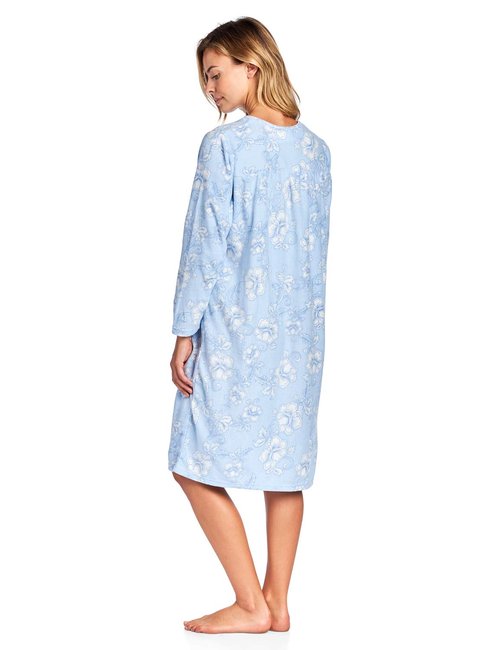 Casual Nights Women's Long Sleeve Printed Micro Fleece Nightgown - Blue - XXX-Large