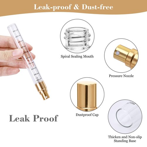 Beomeen 36Pcs 10ML Clear Glass Perfume Travel Refillable Spray Bottles, Mini Perfume Bottle Empty, Portable Cologne Atomizer Sprayer Travel Size Containers Refill Bottles Kit for Toiletries Dispenser