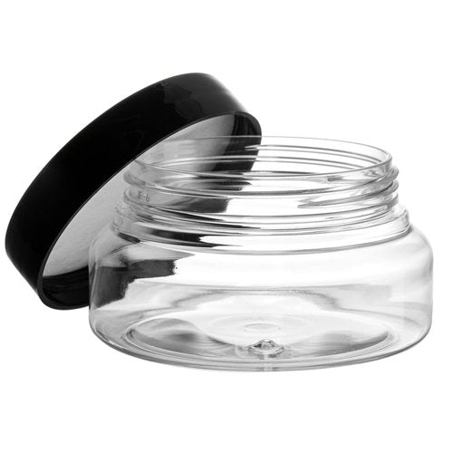 Yarlung 24 Pack 5 Oz Plastic Jars with Lids, Clear Body Scrub Jars Empty Refillable Containers Round Low Profile Samples Jars for Lotion, Body Butter, Sugar Scrub, Cream