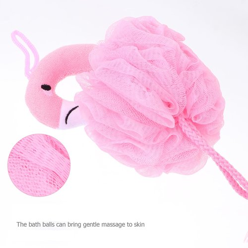 Beaupretty 6 Pcs Flamingo Bath Balls for Kids - Soft Shower Sponges for Gentle Skin Massage and Deep Cleansing Suitable for Home and Hotel Bathing 10.23X4.72X7.08 Inches