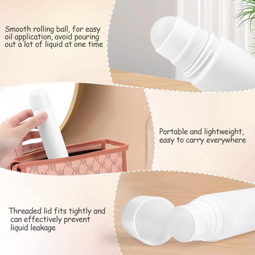 Cositina 8 Pack 100ml/3.38oz Plastic Roller Bottles Empty Refillable Roll On Bottle Leak-Proof Deodorant Containers Anti-perspirant Dispenser for Essential Oil Perfumes Balms - White