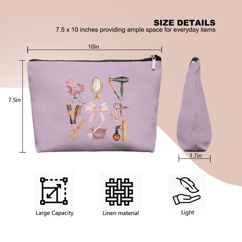 EKGJW Lavender Hairstylist Makeup Bag for Women,Hairdresser Travel Organizer Bag, Aesthetic Salon Accessory Pouch, Gifts for Teen Girls 7.5 x 10 in