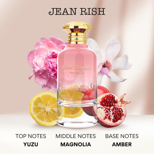 Jean Rish Floral Magnolia Perfume for Women, Eau De Parfum (3.4 Fl Oz / 100ml) with Yuzu, Magnolia & Amber - Long Lasting and Luxury Fragrance, Made in USA