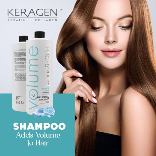 KERAGEN - Volumizing Shampoo for Fine Hair with Keratin, Collagen and Organic Oils, Sulfate Free 32 Oz