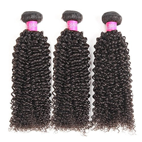 ISEE Hair Virgin Malaysian Deep Curly Jerry Curly Human Hair 3 Bundles,100% Unprocessed Human Hair Extensions Natural Black Can Be Dyed 18 20 22inches
