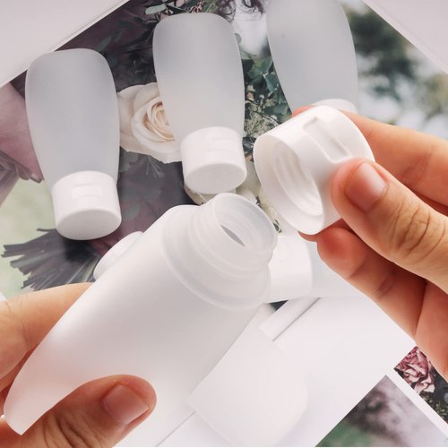 10 Pack 60ml/2oz Plastic Squeeze Tubes Travel Bottles Refillable Translucent Frosted Soft Cosmetic Container with Flip Cover for Facial Cleanser Shampoo Conditioner Lotion Toiletries