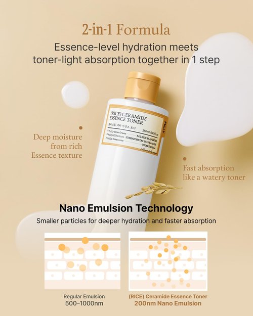 FULLY Rice Ceramide Essence Toner – Milky Korean Toner for Glass Skin, Hydrating Rice Water & Ceramide Formula for Moisture Barrier, Dewy Glow, Fragrance-Free, Vegan & Dermatologist Tested, 8.45 fl.oz
