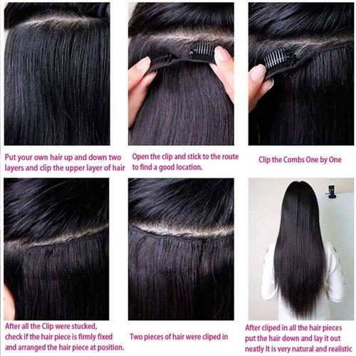 Clip In Hair Extensions Real Human Hair 20 Inch Straight Hair Clip in Hair Extensions Human Hair 120g 1B Natural Black Silky Thick Real 100% Human Hair for Women Virgin Hair