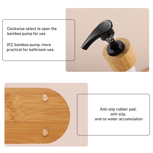 Shampoo and Conditioner Dispenser, Shower Soap Dispenser with Bamboo Pumps/Tray, Refillable Shampoo and Conditioner Bottles, Shower Shampoo Dispenser 3 Chamber, 16oz(White)