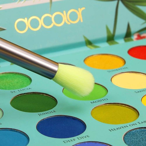 Docolor 17Pcs Colourful Makeup Brush Set + 15Pcs Eye Makeup Brushes Set Premium Kabuki Foundation Blending Face Powder Synthetic Makeup Brushes Set