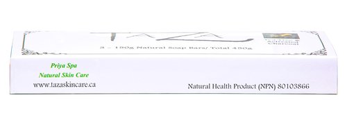 Taza Premium Tea Tree & Charcoal Natural Soap (Pack of 3) Each 5.3 oz (150 g) For Powerful Cleansing Contains: Tea Tree OIl, Activated Charcoal & Coconut, Olive & Palm Fruit Oils, Mango Butter