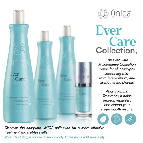U ÚNICA WORK OF BEAUTY Ever Care Smoothing Shampoo – Keratin, Collagen & Argan Oil for Frizz Control, Repair & Hydration – Daily Lightweight Cleanser for Dry, Curly & Damaged Hair – 10 oz