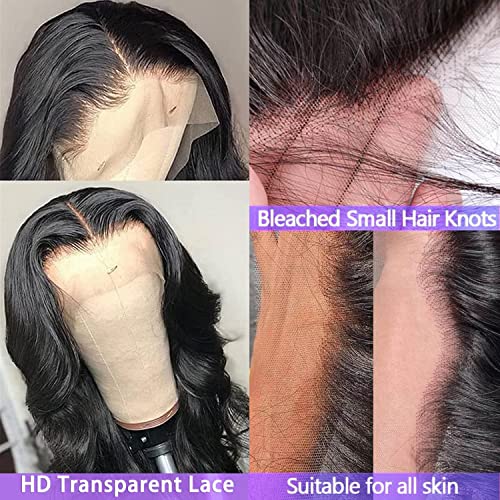 Lace Front Wigs for Black Women Human Hair Body Wave 28 Inch 13x4 Glueless Lace Front Wigs Body Wave Lace Frontal Wigs Human Hair HD Lace Pre Plucked with Baby Hair Brazilian Wigs Virgin Human Hair 180% Denisty Natural Color