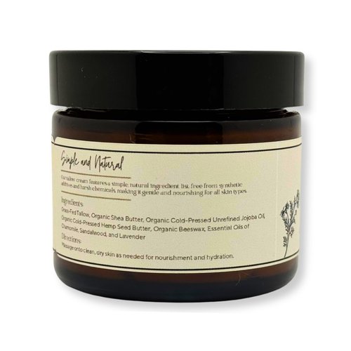 Yondr Natural Tallow & Hemp Body Butter – Whipped Grass‑Fed Tallow + Hemp Seed Butter – Calming Chamomile/Sandalwood/Lavender – Deep Hydration for Dry & Sensitive Skin (2 oz)