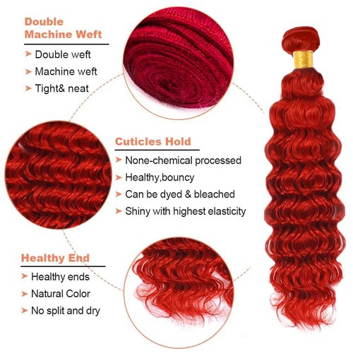 Red Bundles Human Hair Deep Wave Bundles 28 28 28 Inch Unprocessed Brazilian Virgin Remy Hair Wine Red 3 Bundle Burgundy Deep Wave Human Hair Extensions 50 Gram Per Bundle