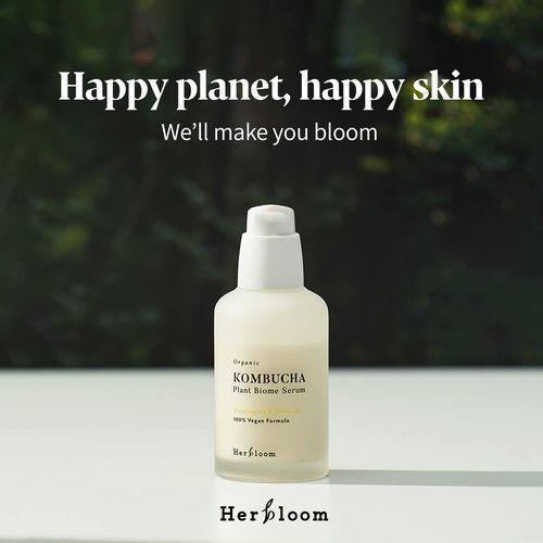 Herbloom Organic Kombucha Biome Serum - Deep Moisturizing and Hydrating Serum, Ceramide and Triple Hyaluronic Acid, Non Sticky, Korean Essence, Vegan - 1.69 fl.oz.