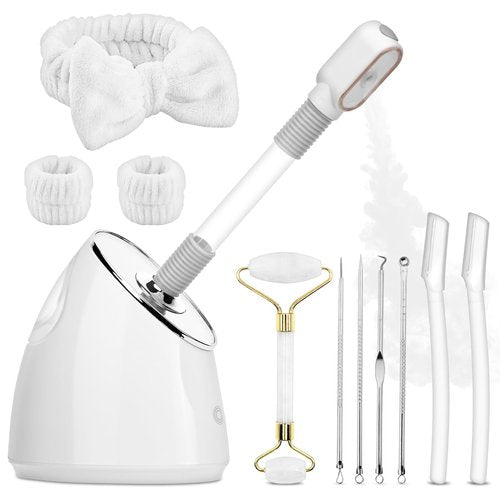 Pjordo Facial Steamer Spa Kit, Nano Ionic Face Steamer for Deep Cleaning Unclogs Pores, Warm Mist Humidifier Steamer for Face Home Sauna SPA, Self Care Gifts for Women