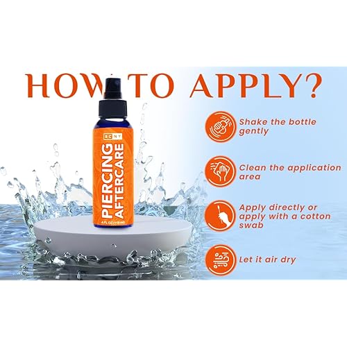 Piercing Aftercare Spray - Saline Cleaning Solution for Nose Belly Ear Piercing - Piercing Bump Keloid Removal - Natural Sea Salt Cleaner - Made in USA