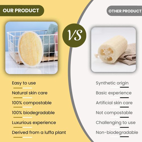 Kuenst Natural Loofah Sponge, Substitute Exfoliating Body Scrubber, Shower Loofah for Women & Men,Made with Eco-Friendly Luffa Bath Sponge, 2 Pack, 5.71in*3.94in, NavajoWhite-Snow