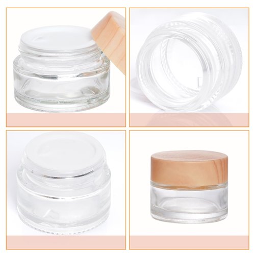 Miayon 6Pcs 0.18 oz Small Travel Lotion Containers with lids Glass Sample Empty Round Cosmetic Jar Bottles for Creams Makeup Lotion Toiletries Storage (White, 5 gram)