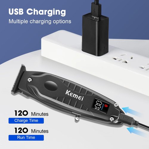 KEMEI Professional Hair Clipper & Cordless Barber Clipper for Men, USB Rechargeable Barber Clipper for Hair Cutting, Clipper for Haircut,Gifts for Men