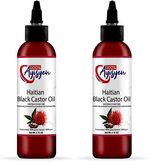 100% AYISYEN Haitian Black Castor Oil (Pack of 2)