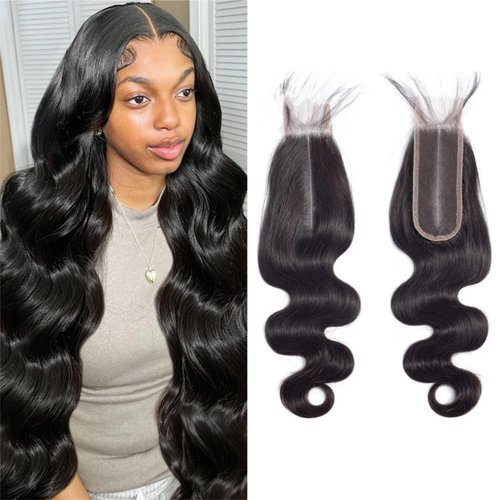 Brazilian Body Wave 2x6 Lace Closure 100% Unprocessed Human Virgin Hair Pre Plucked Wet and Wavy Pre-Plucked Hairline Frontal Closure Natural Black With Baby Hair (2x6 body wave closure, 16inch)