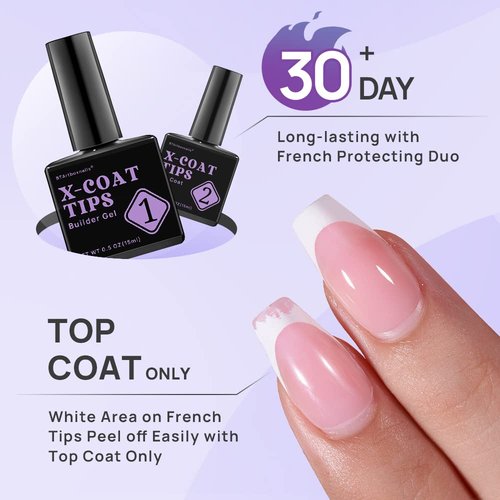 btartboxnails French Nails Black - Builder Gel, Square Nail Tips, 150Pcs Soft Gel Tips