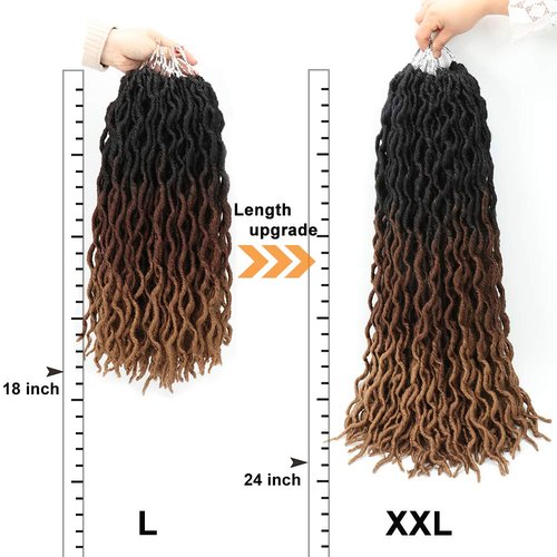 Eliza 24 Inches Long Wavy Gypsy Locs Ombre soft Locs Crochet Hair 6 Packs Goddess Faux Locs Crochet hair Pre-looped African Roots Synthetic Braiding Hair Extensions for Black Women(24",6 Packs, 3027)
