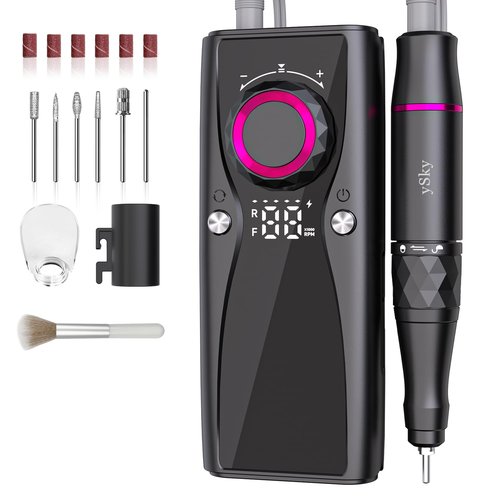 Electric Nail Files, 45000 RPM Professional Nail Drill for Acrylic Nails Gel, Adjustable Speed E File for Nails, Cordless Rechargeable Nail Drill Kit for Manicure Salon Home