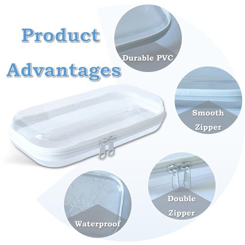 Gberlczz Clear Hard Zipper Case for Storage, Durable Clear Zipper Pouches, Hard Plastic Zippered Pencil Pouch for Snacks Toy Travel Organizer