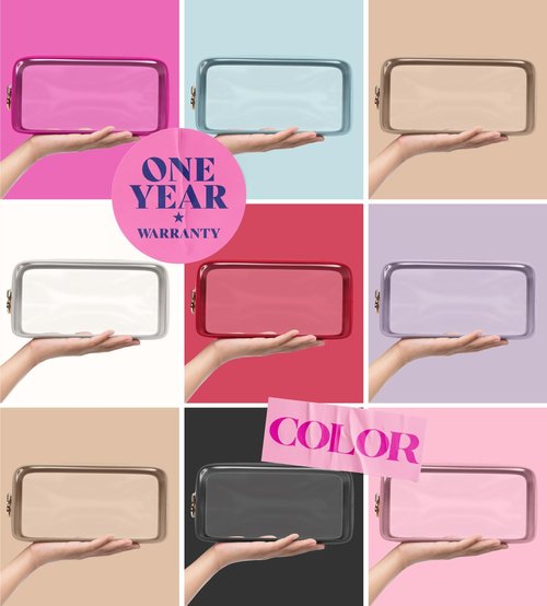 Clear Makeup Bag Zipper Pouch, Transparent Cosmetic Case Organizer, TSA Approved Travel Toiletry Case, Travel Accessories Essentials Makeup Tote for Women, Small Cute Make up Bag for Purse - Ruby