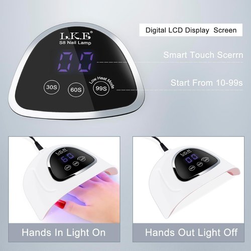 LKE UV Nail Lamp, 72W UV LED Nail Lamp Nail Dryer Light for Nails with 3 Timer Setting & LCD Touch Display Screen for Home and Salon Use