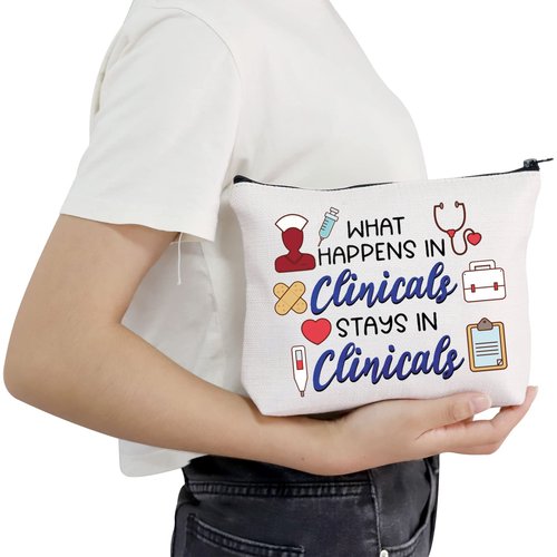 POFULL Nursing Clinical Instructor Gift What Happens in Clinicals Stays in Clinicals Cosmetic Bag Medical Gift (What Happens bag)
