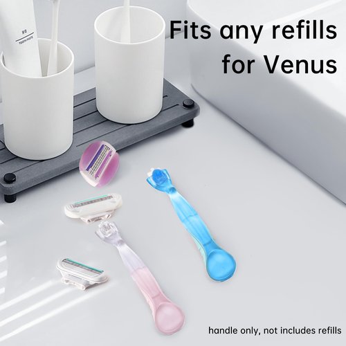 TEITEAI 2 Pack Replacement Razor Handle Compatible with Venus only, Pink
