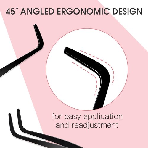 Miuffue Lash Applicator Tool DIY Eyelash Applicator Stainless Steel Curved Eyelash Tweezers for Cluster Lashes (Black)