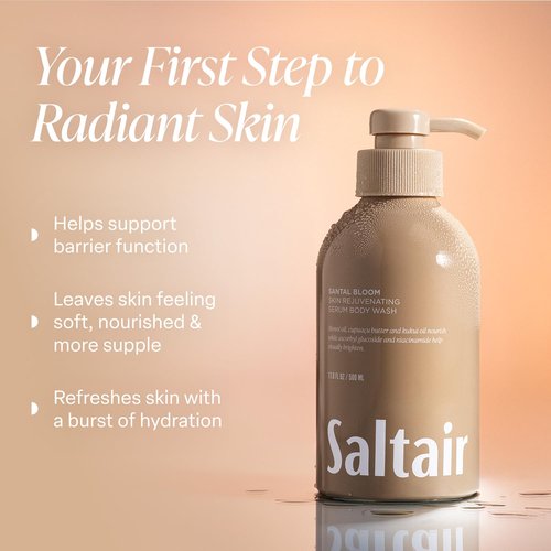 Saltair Body Wash, Santal Bloom 2-Pack. Moisturizing Body Cleanser with Monoi Oil and Cupuacu Butter. Luxury Shower Gel for Women. Vegan, Cruelty-Free Paraben Free. 2x 17oz Pump Bottles