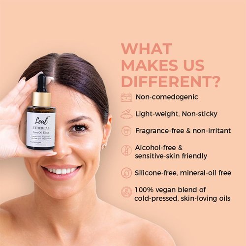 Leal Brightening Facial Oil, Rosehip Glow Face Oil, Rose Hip Drops, Pigmentation & Dark spots, Rose Squalane Oil For Face, Squalane Oil with Vitamin E - 25ml
