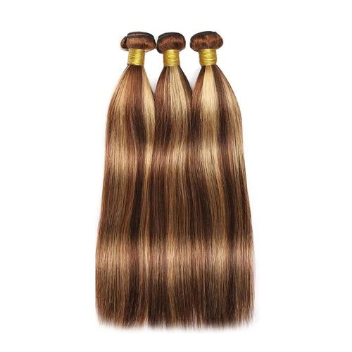 Ombre Human Hair Bundles 4/27 Straight Bundles Honey Blonde Bundle 14 16 18 Inch Highlight Bundle Brazilian Virgin Remy Hair Extensions Soft And Healthy Salon Quality